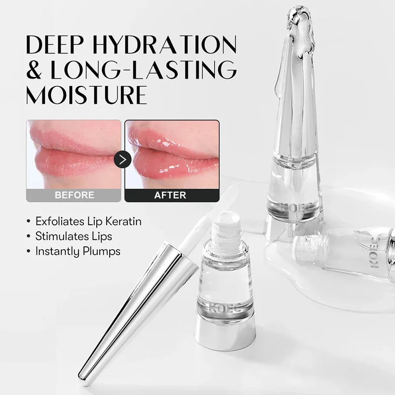 Reedle Shot Lip Plumper Oil - Hydrating and Volumizing Clear High-Shine Lip Gloss with Microneedling Effect for Long-Lasting Moisture