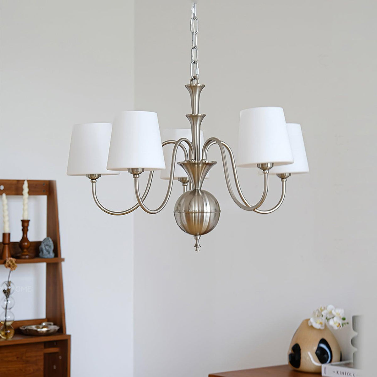 Shabby Chic Chandelier with Vintage Charm — side view