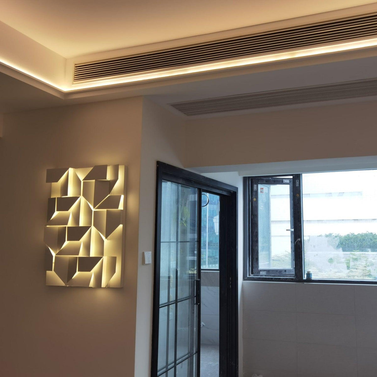 Grid Wall Sconce with Adjustable Brightness