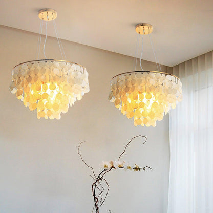 Shell Wind Chime Chandelier, Coastal Design