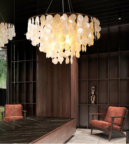 Shell Wind Chime Chandelier, Coastal Design