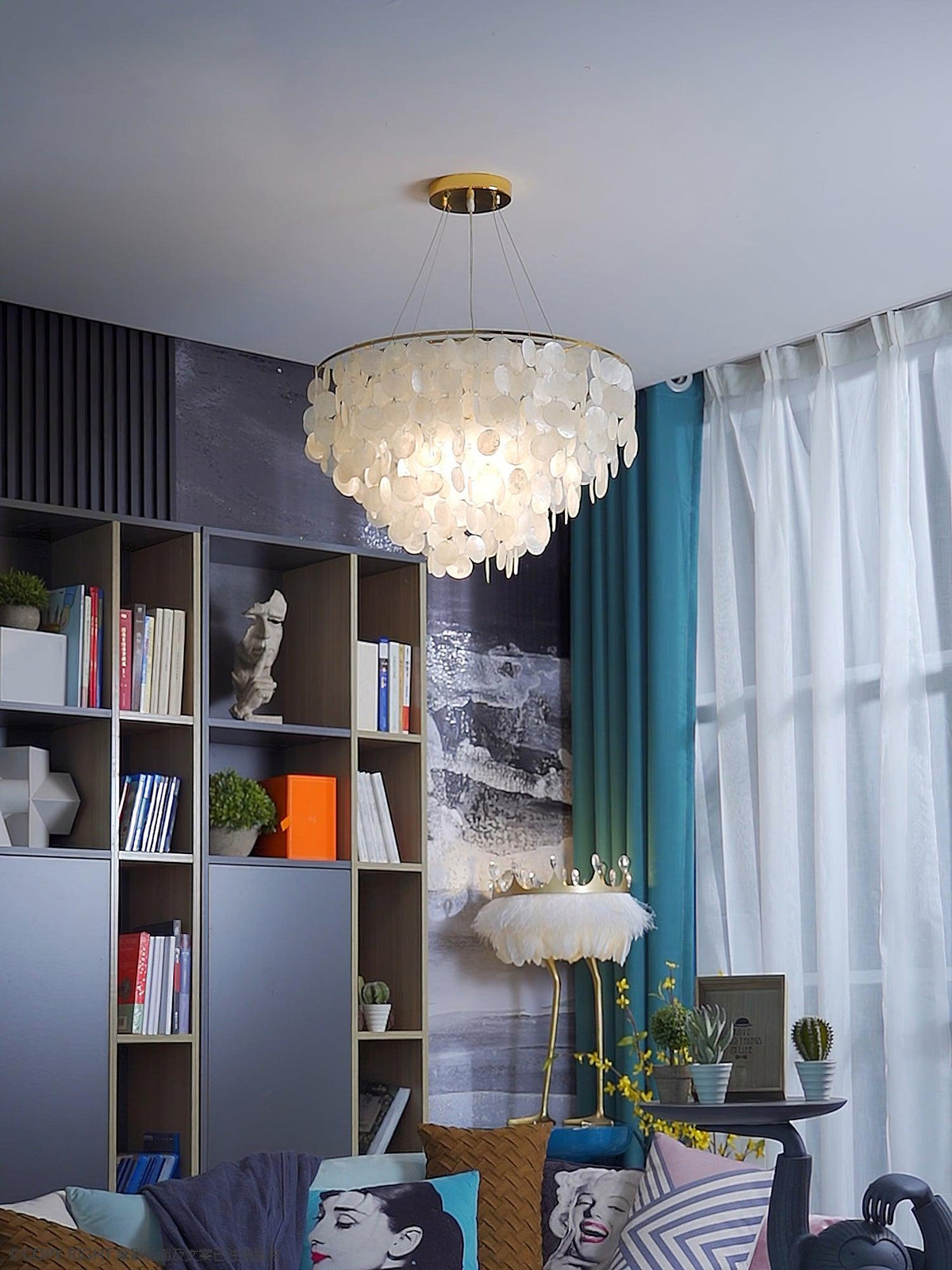 Shell Wind Chime Chandelier, Coastal Design