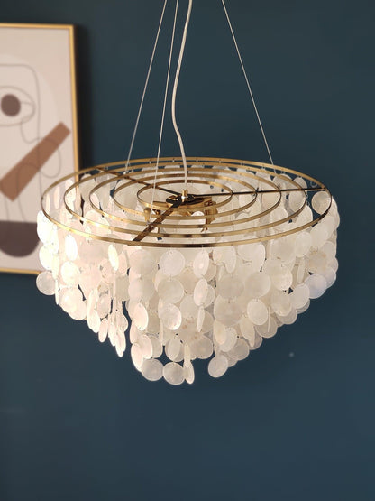 Shell Wind Chime Chandelier, Coastal Design