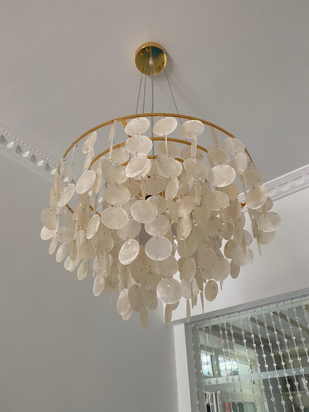 Shell Wind Chime Chandelier, Coastal Design