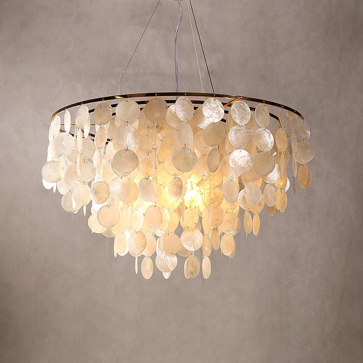 Shell Wind Chime Chandelier, Coastal Design
