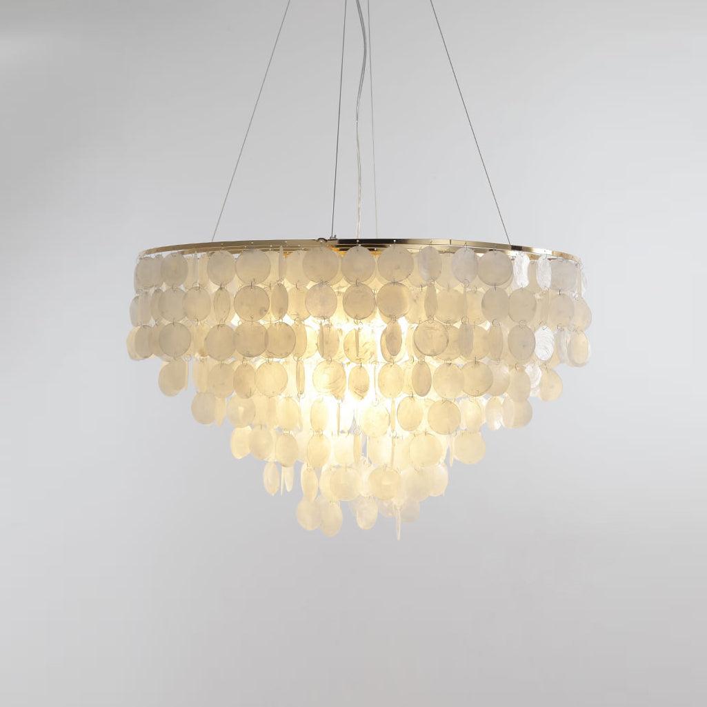 Shell Wind Chime Chandelier, Coastal Design — detail view