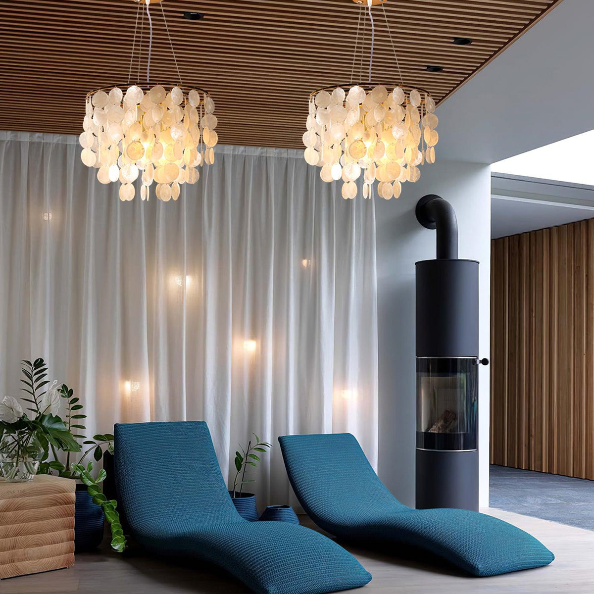 Shell Wind Chime Chandelier, Coastal Design