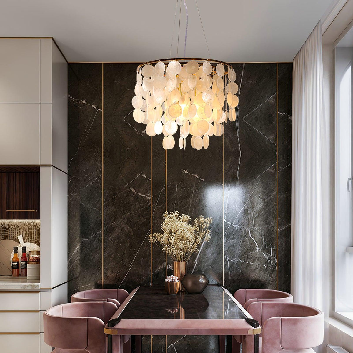 Shell Wind Chime Chandelier, Coastal Design
