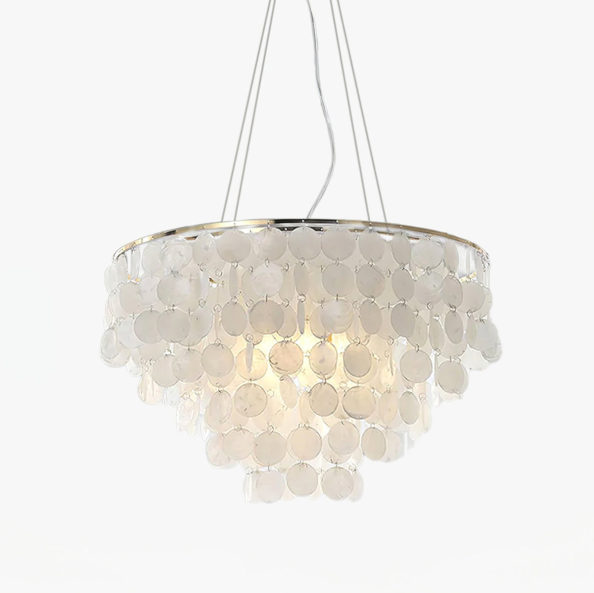 Shell Wind Chime Chandelier, Coastal Design — alternate angle