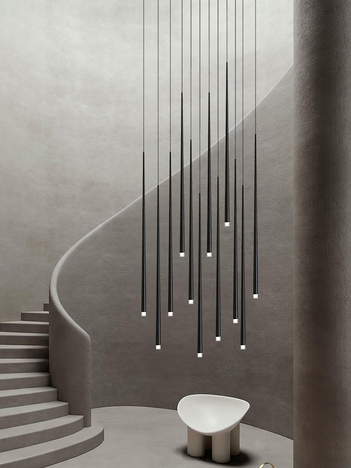 Slender Cone Chandelier with Adjustable Height, Energy Efficient — detail view