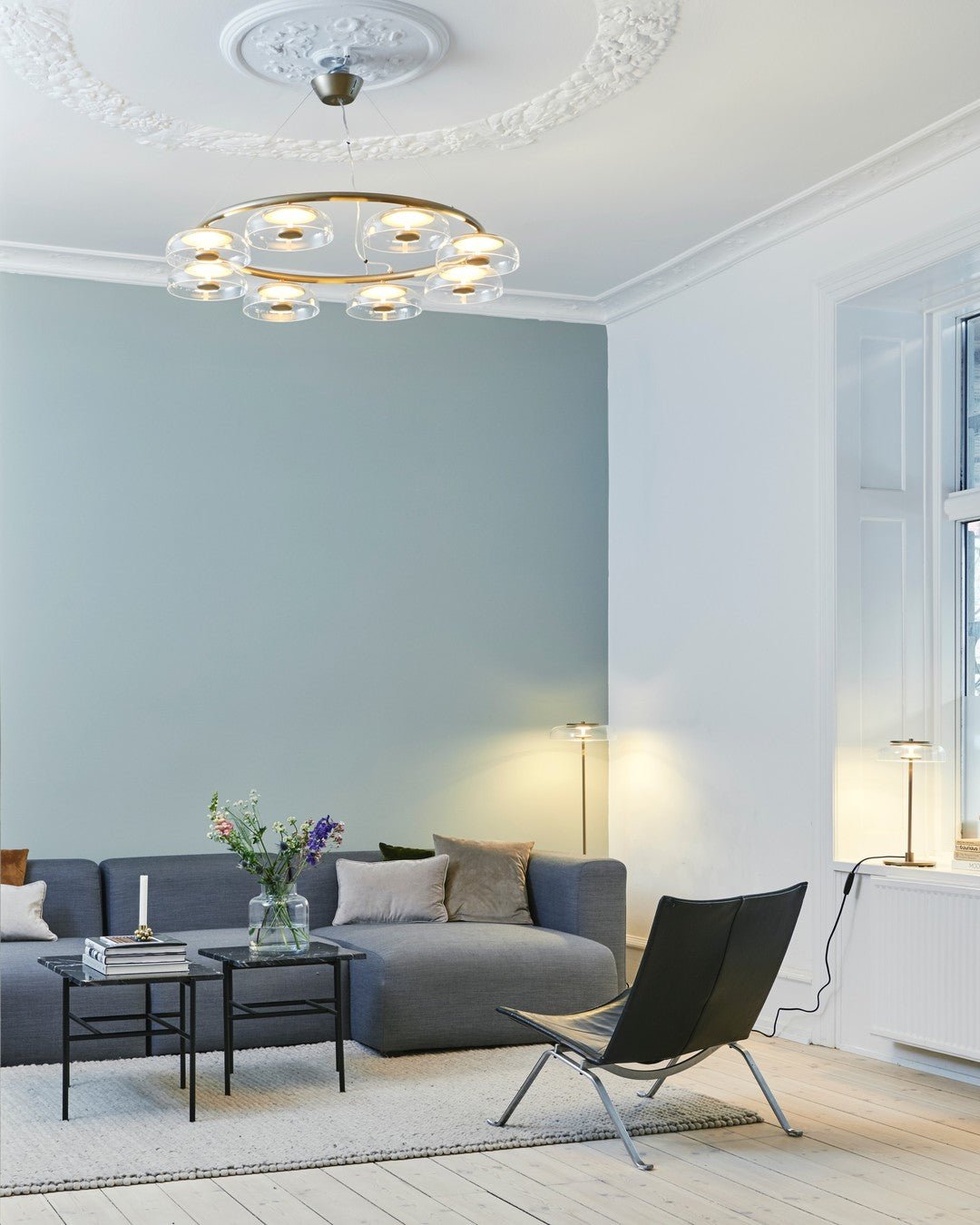 Modern Chandelier, Energy-Efficient LED Lighting — front view