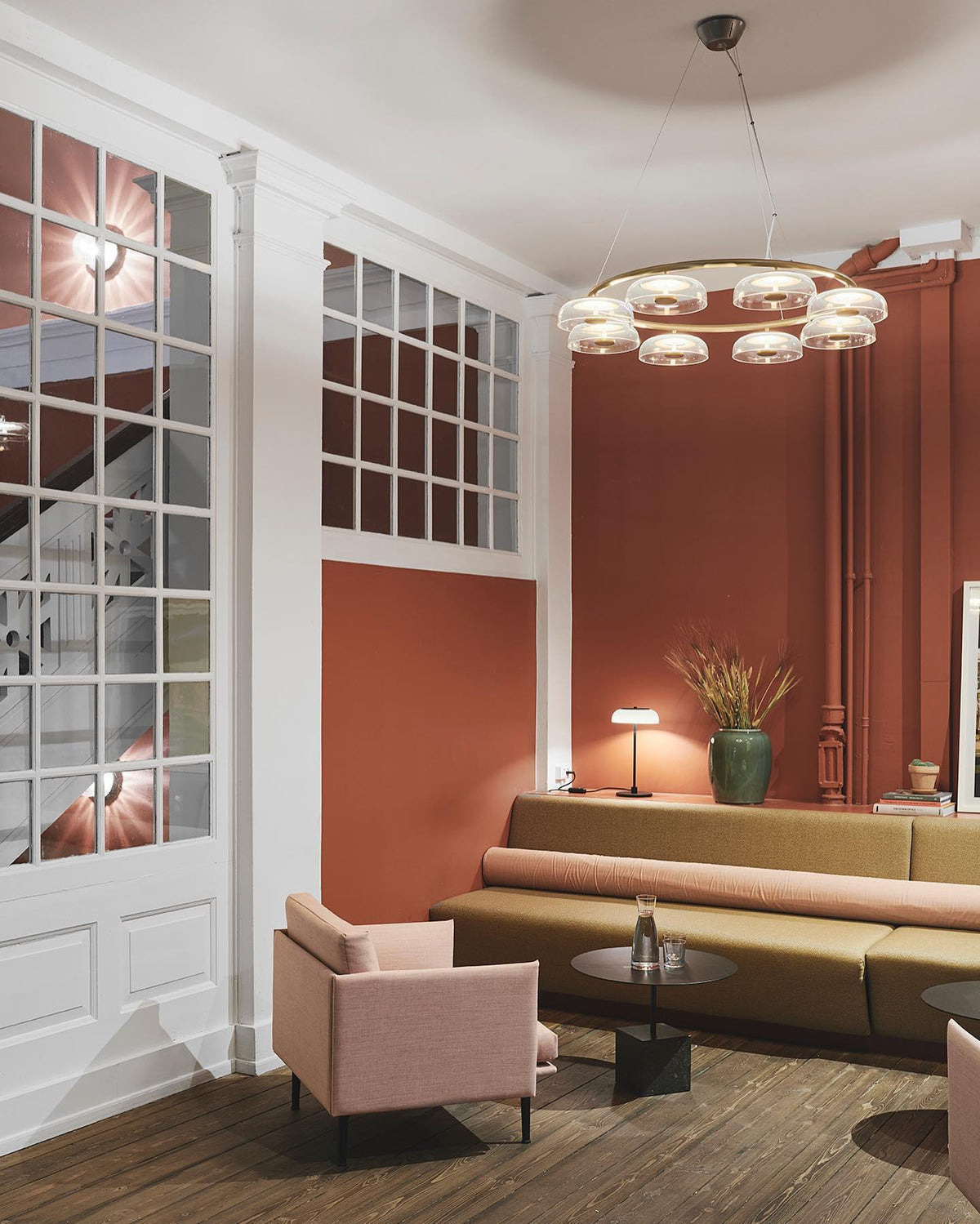 Modern Chandelier, Energy-Efficient LED Lighting — alternate angle