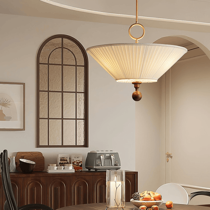 Pleated Pendant Light with Soft Diffused Glow — detail view