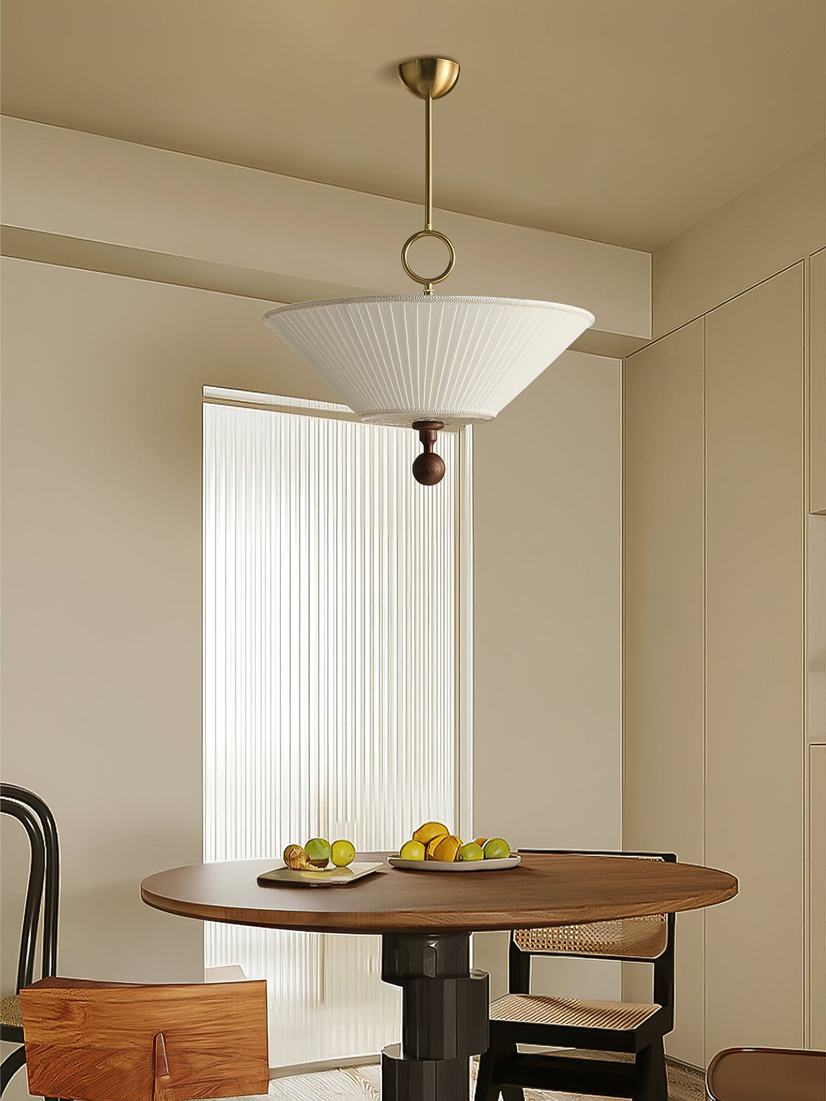 Pleated Pendant Light with Soft Diffused Glow — lifestyle view