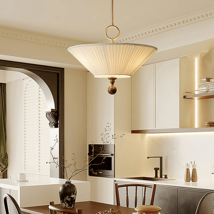 Pleated Pendant Light with Soft Diffused Glow — side view