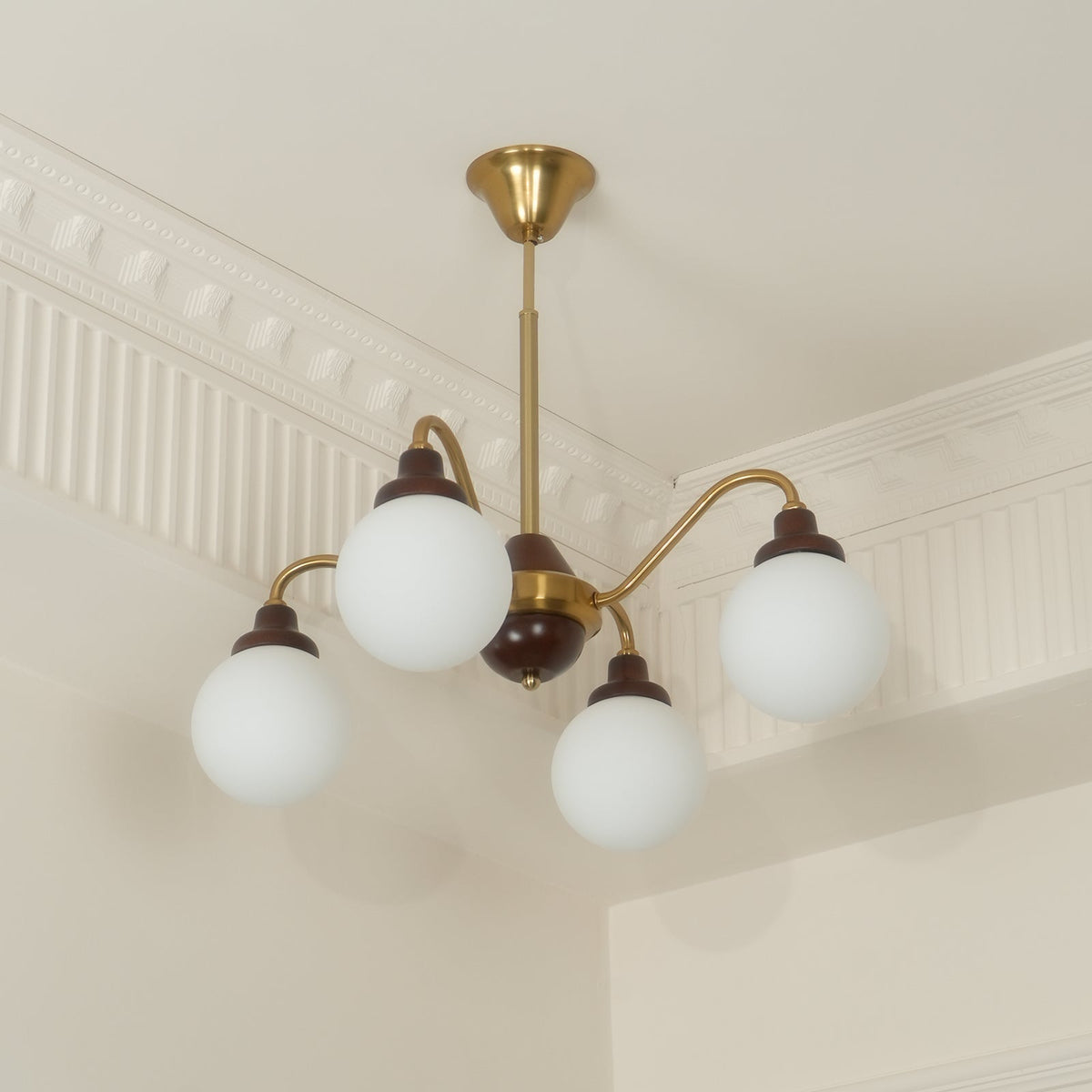 Solid Wood Chandelier, Bean-Shaped Design
