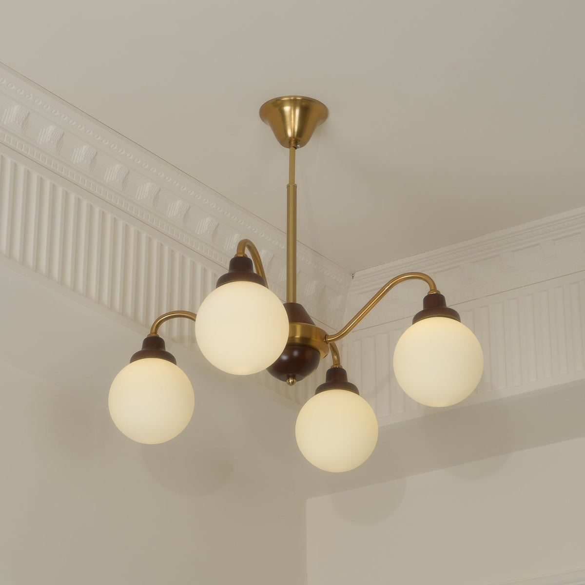 Solid Wood Chandelier, Bean-Shaped Design