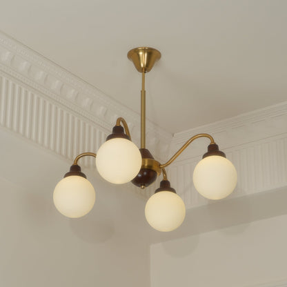 Solid Wood Chandelier, Bean-Shaped Design