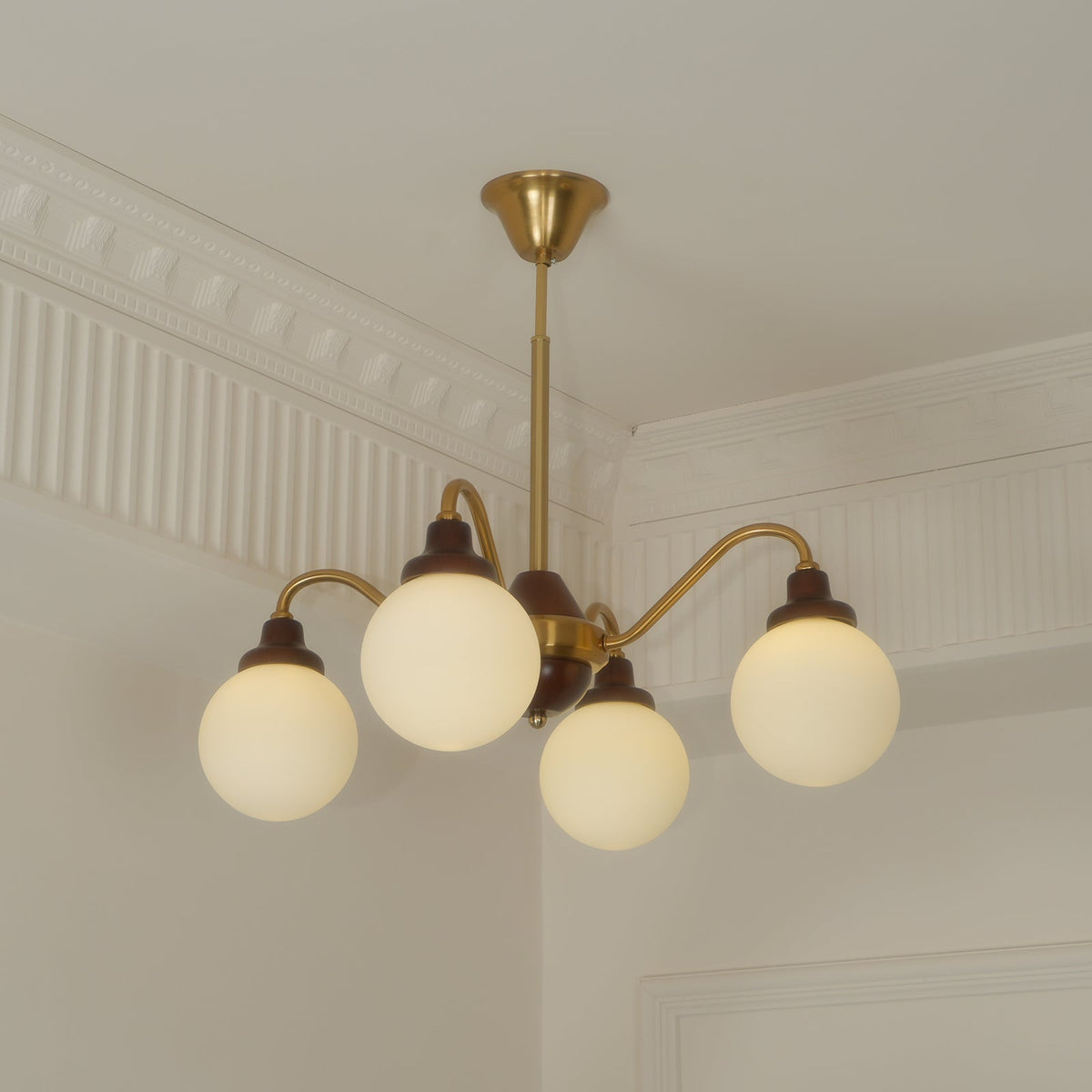Solid Wood Chandelier, Bean-Shaped Design