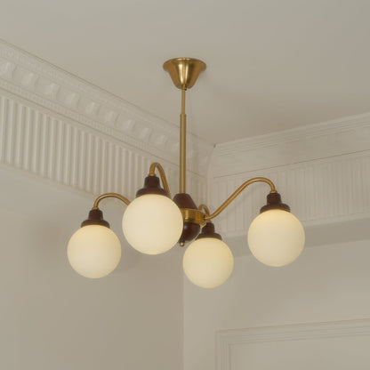 Solid Wood Chandelier, Bean-Shaped Design
