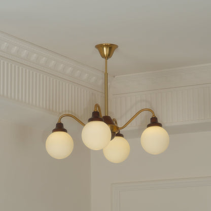 Solid Wood Chandelier, Bean-Shaped Design