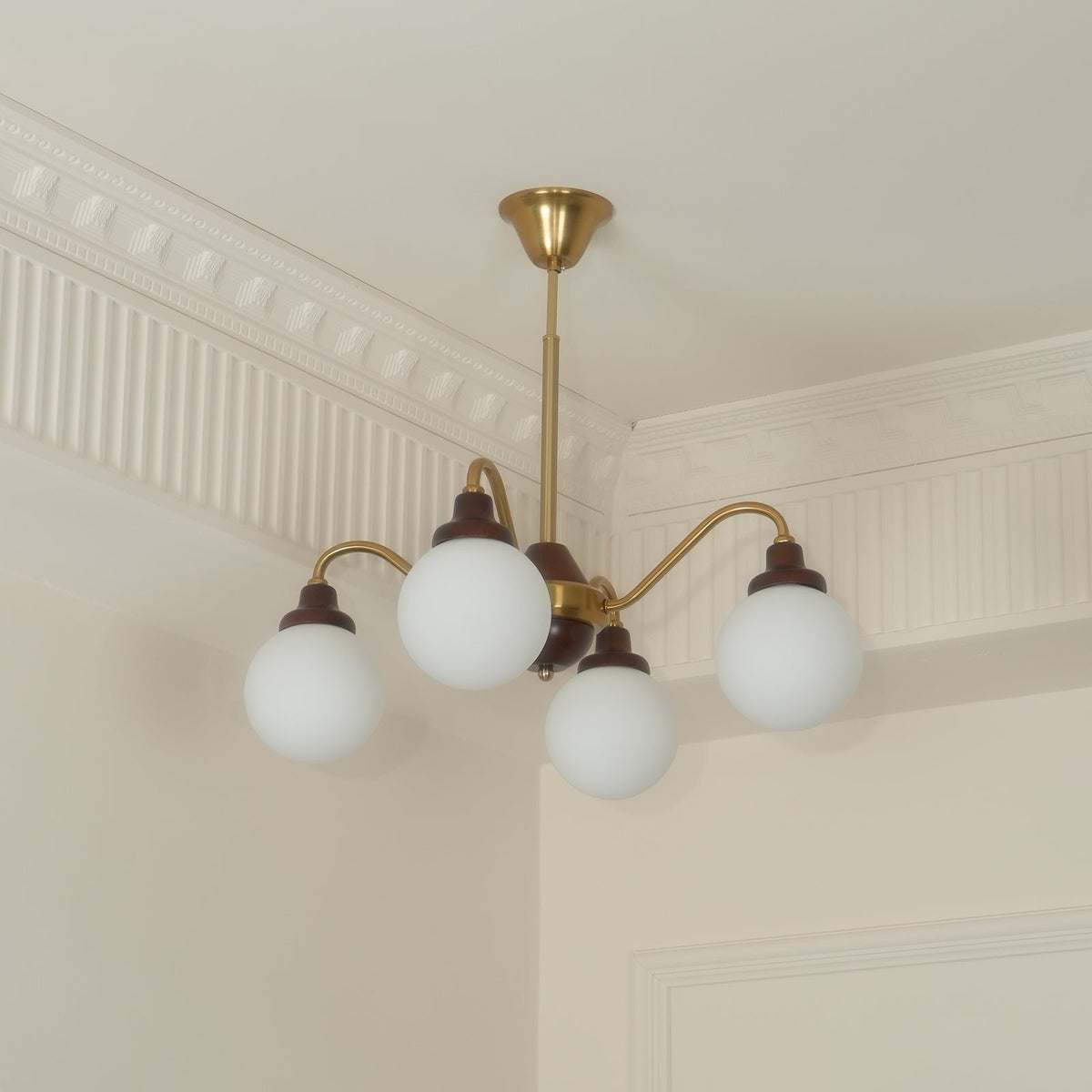 Solid Wood Chandelier, Bean-Shaped Design