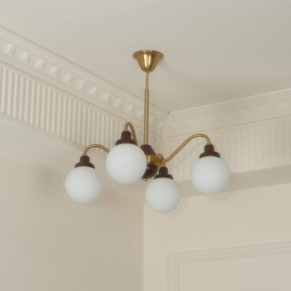 Solid Wood Chandelier, Bean-Shaped Design