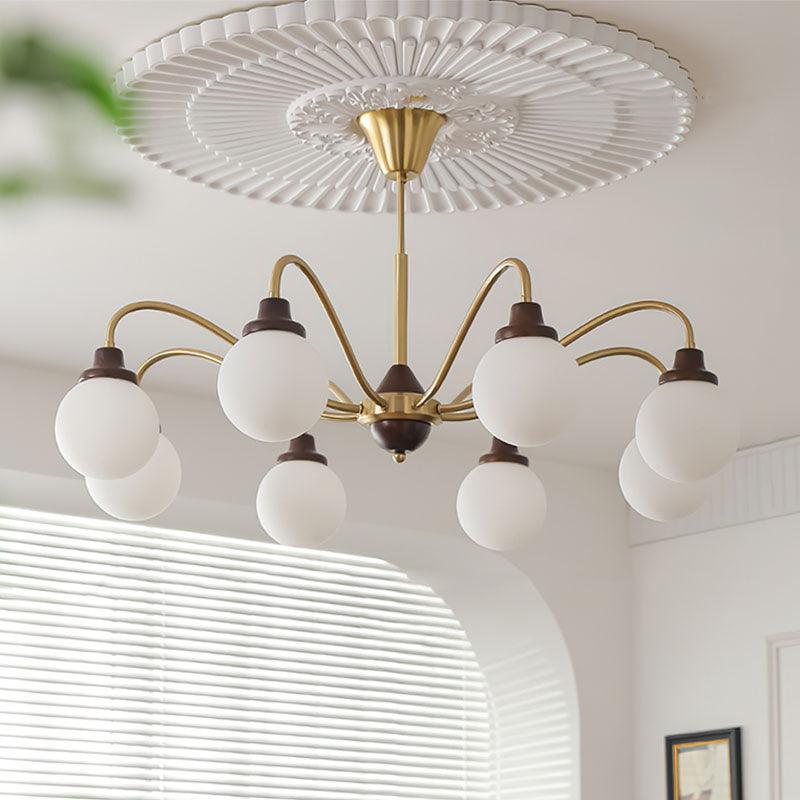 Solid Wood Chandelier, Bean-Shaped Design — detail view