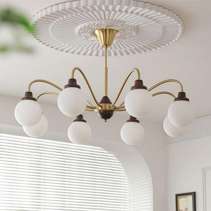 Solid Wood Chandelier, Bean-Shaped Design — detail view