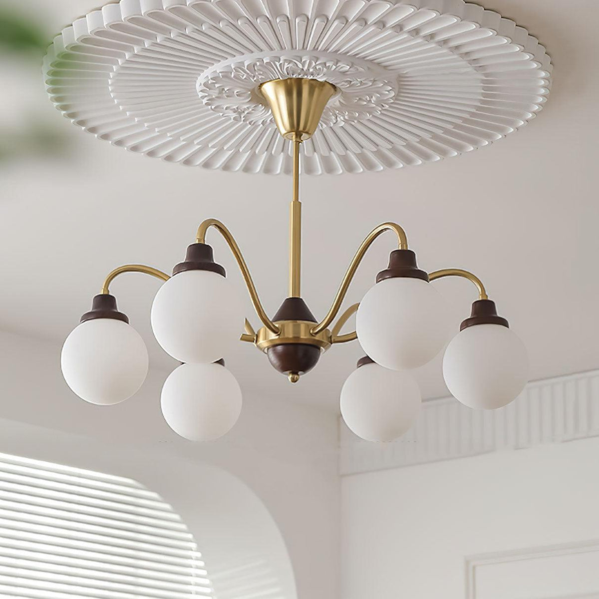 Solid Wood Chandelier, Bean-Shaped Design