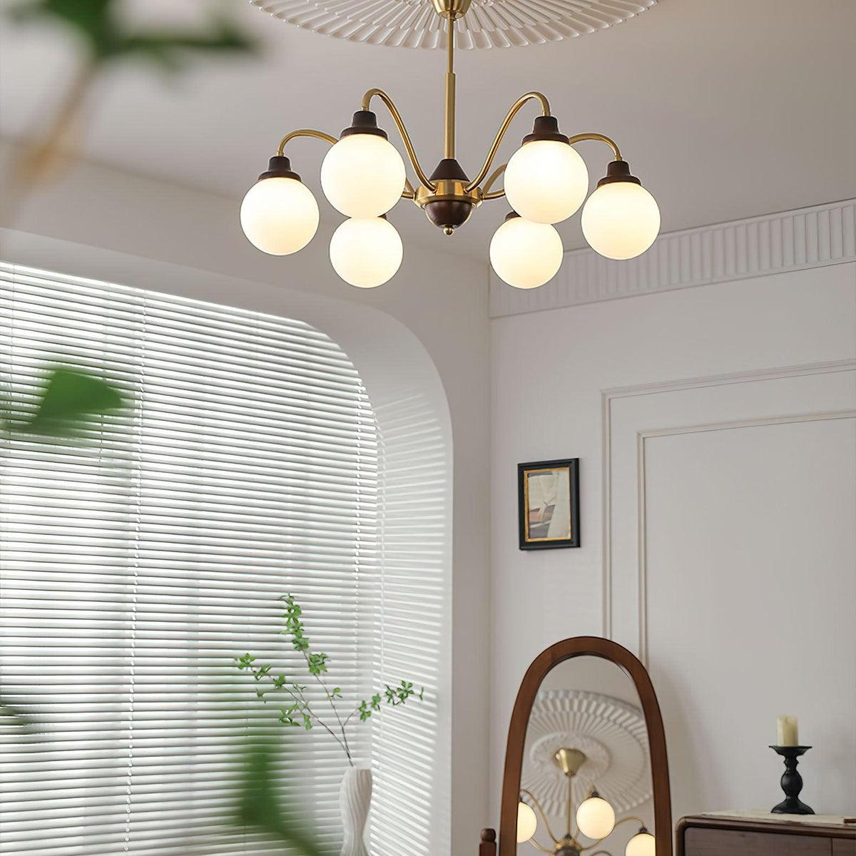 Solid Wood Chandelier, Bean-Shaped Design