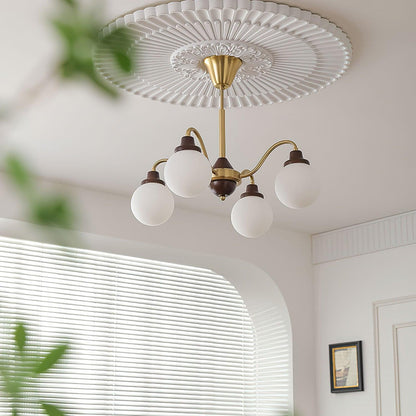 Solid Wood Chandelier, Bean-Shaped Design