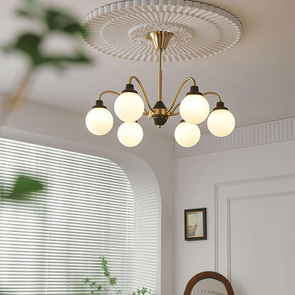 Solid Wood Chandelier, Bean-Shaped Design — front view