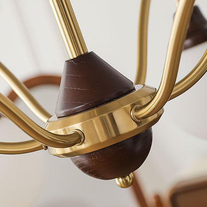 Solid Wood Chandelier, Bean-Shaped Design