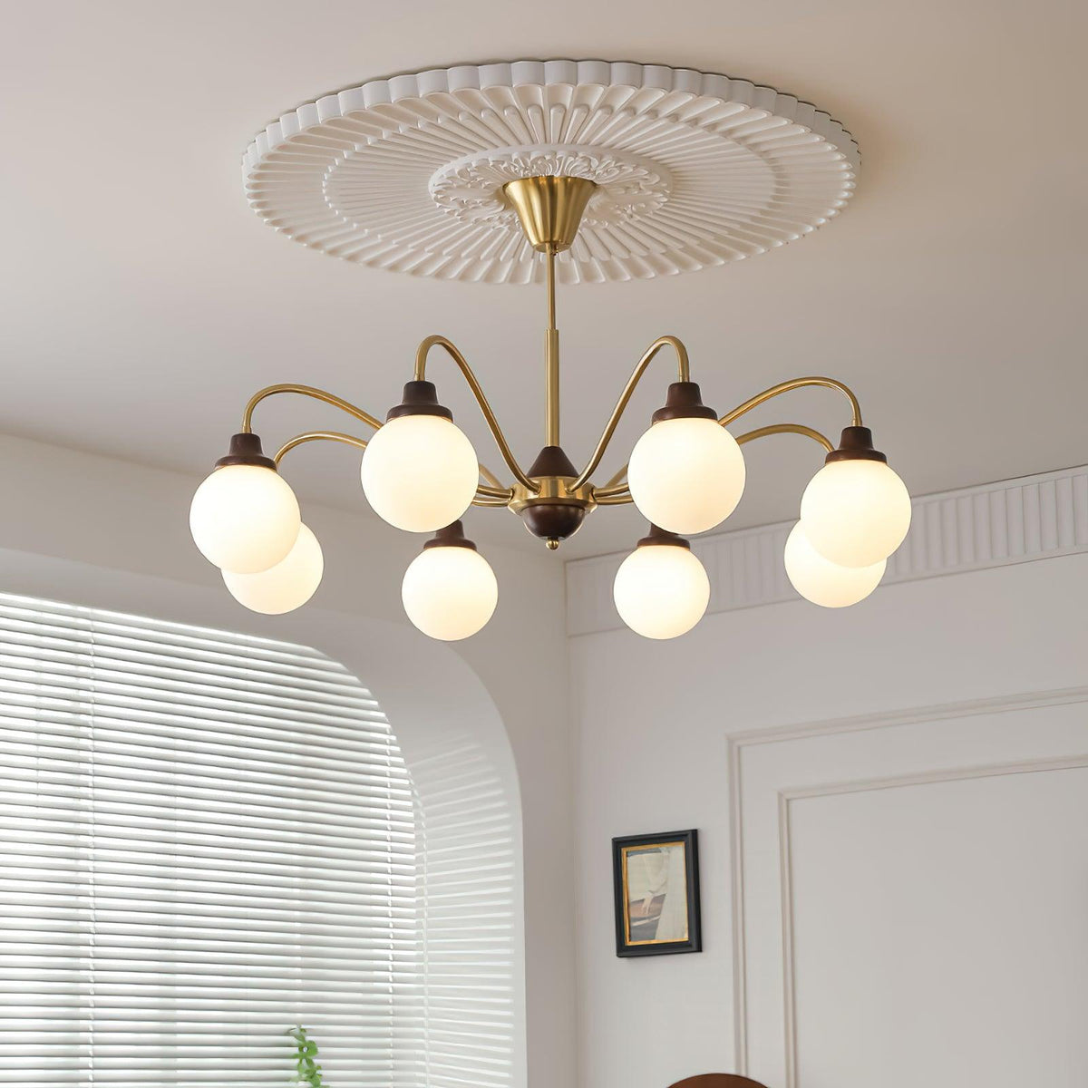 Solid Wood Chandelier, Bean-Shaped Design — lifestyle view