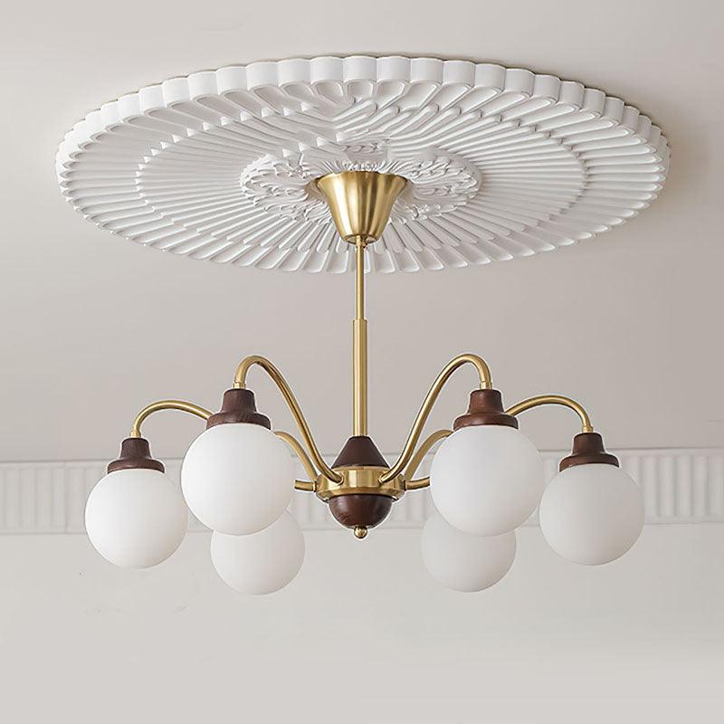 Solid Wood Chandelier, Bean-Shaped Design — side view