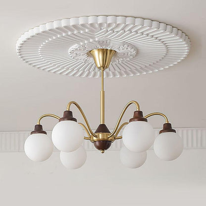 Solid Wood Chandelier, Bean-Shaped Design — side view