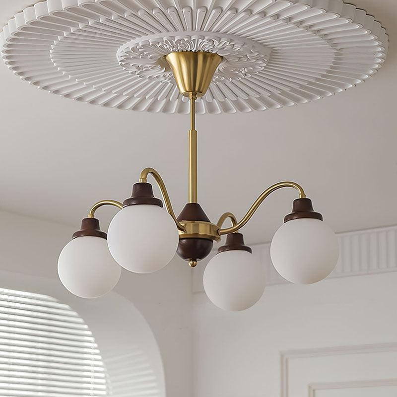 Solid Wood Chandelier, Bean-Shaped Design — front view