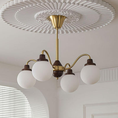 Solid Wood Chandelier, Bean-Shaped Design — front view