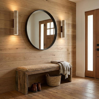 Travertine Column Wall Lamp, Adjustable LED — lifestyle view