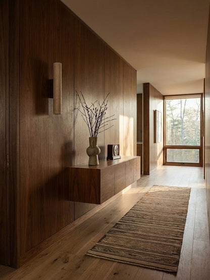 Travertine Column Wall Lamp, Adjustable LED — front view