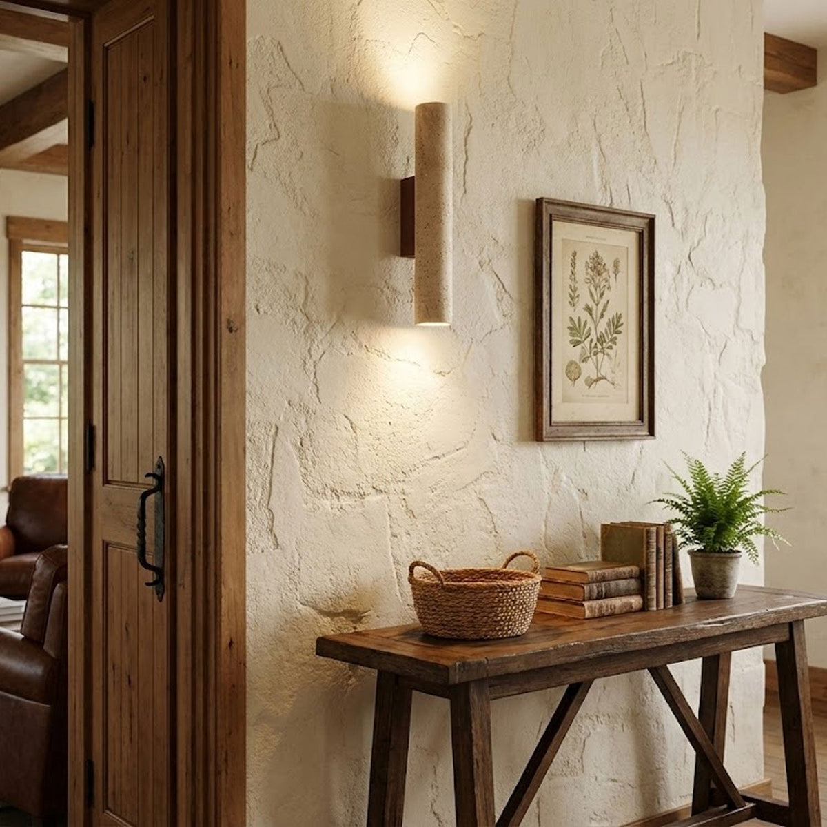 Travertine Column Wall Lamp, Adjustable LED