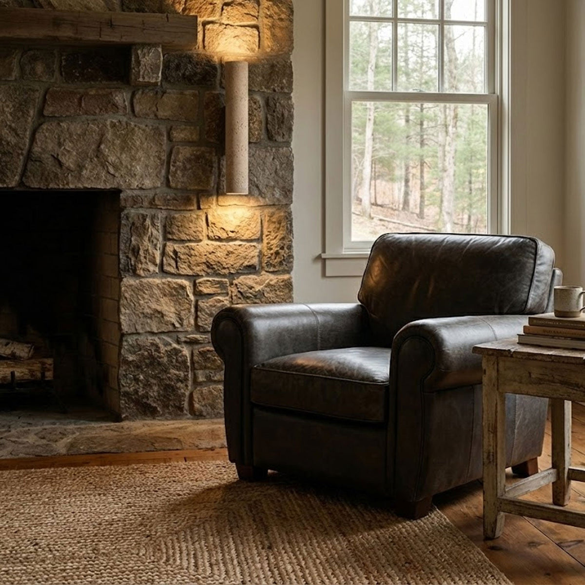 Travertine Column Wall Lamp, Adjustable LED