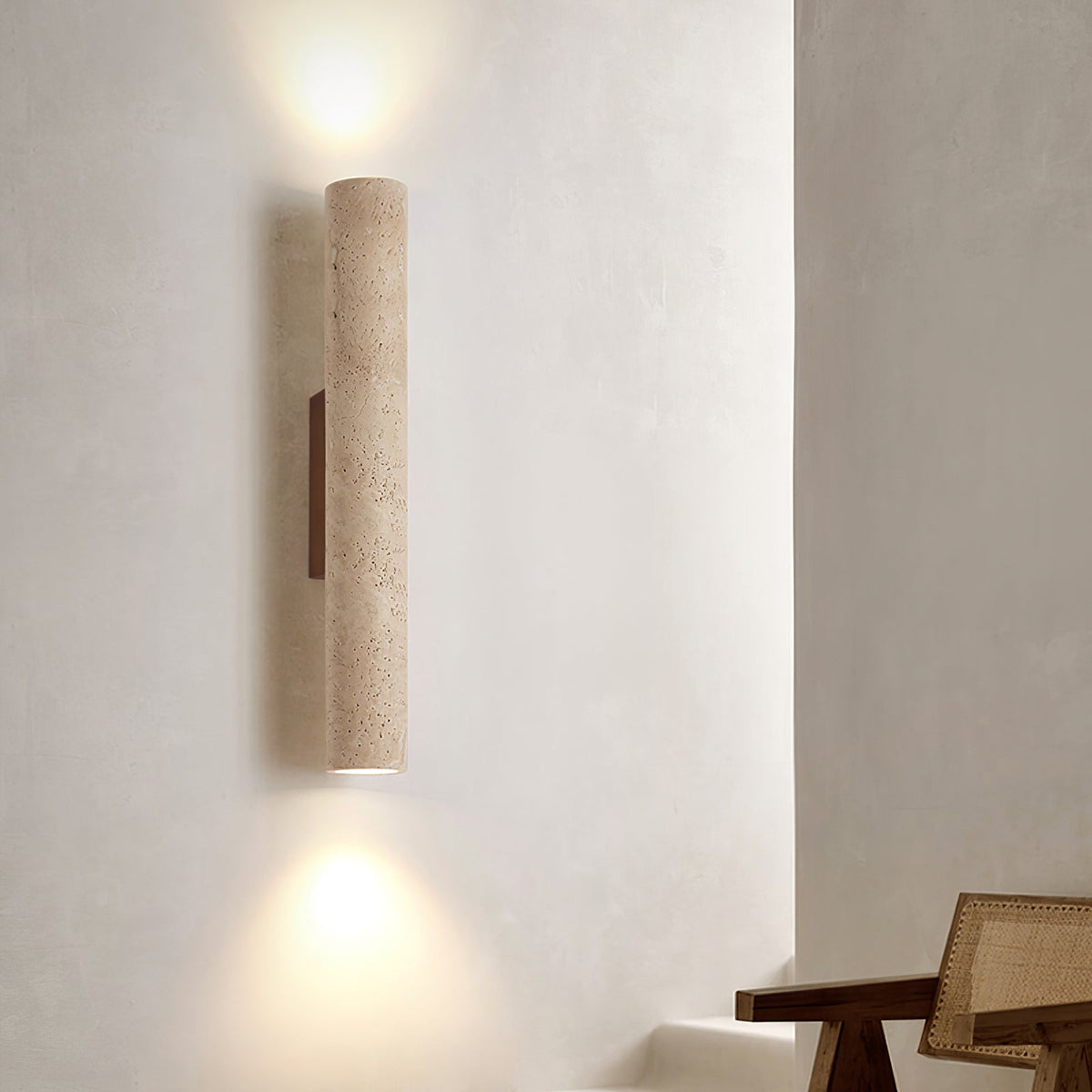Travertine Column Wall Lamp, Adjustable LED