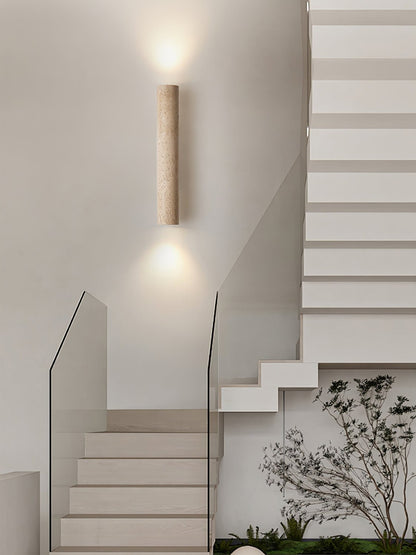 Travertine Column Wall Lamp, Adjustable LED