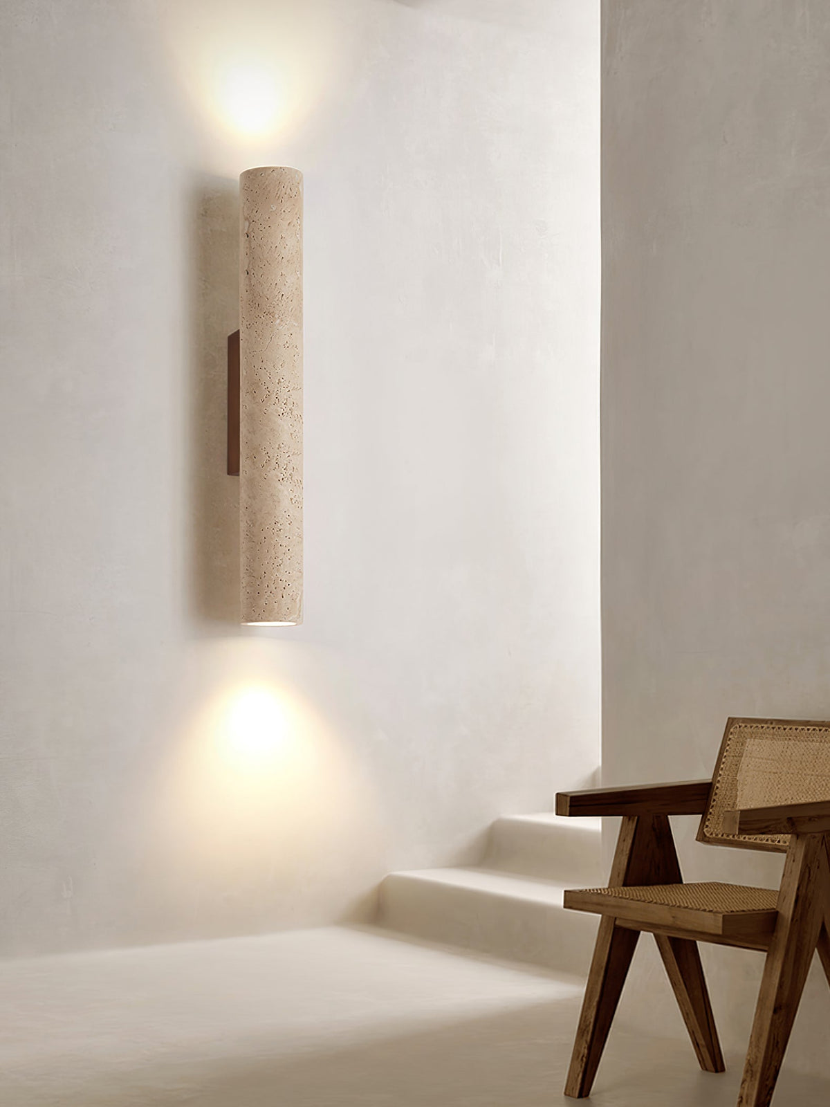 Travertine Column Wall Lamp, Adjustable LED