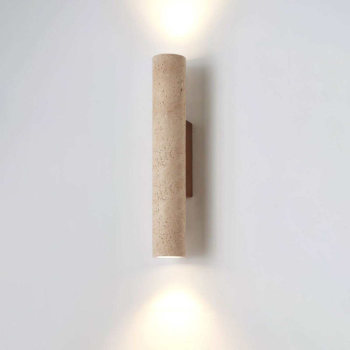 Travertine Column Wall Lamp, Adjustable LED — front view