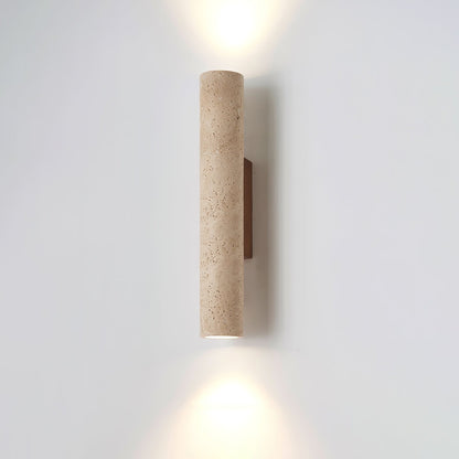 Travertine Column Wall Lamp, Adjustable LED — front view