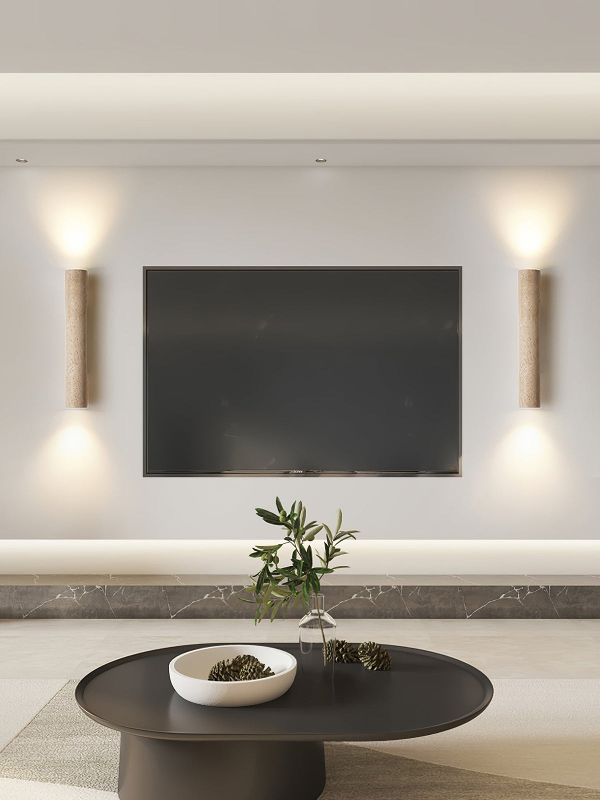 Travertine Column Wall Lamp, Adjustable LED