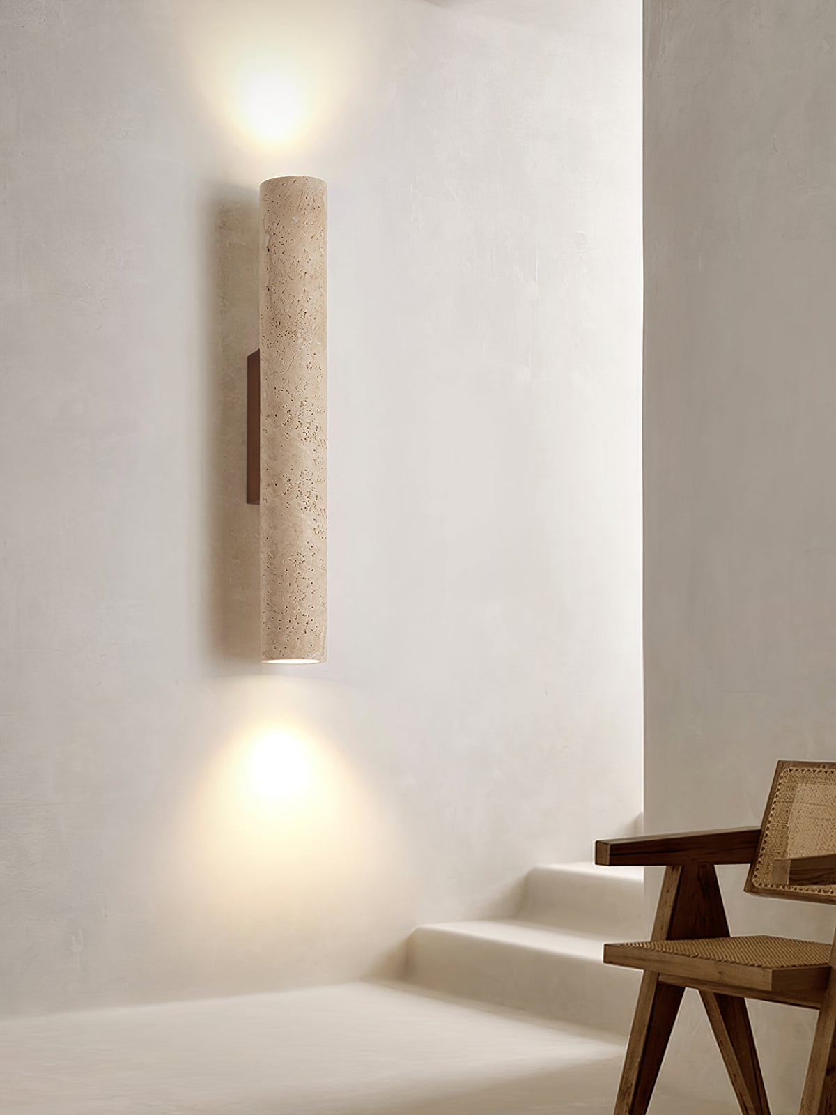 Travertine Column Wall Lamp, Adjustable LED